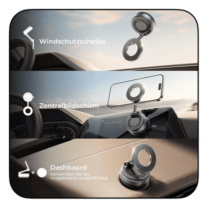 Vakuumsauger Magnethalterung netische Faltbare Handyhalterung für Windschutzscheibe, Zentralbildschirm und Dashboard mit 360° Drehfunktion.